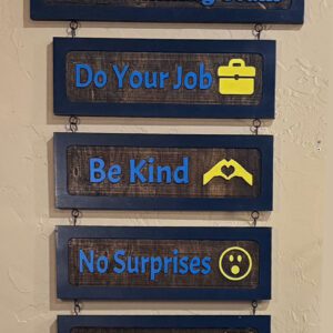 The 5 Rules Hanging Wooden Sign